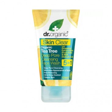 Dr. Organic Skin Clear Organic Tea Tree Deep Pore Cleansing Face Wash 125ml | Καθαριστικό Προσώπου για Λιπαρές Επιδερμίδες