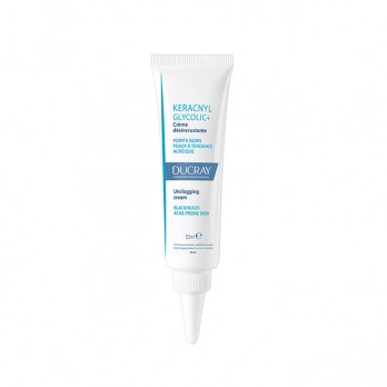 Ducray Keracnyl Glycolic+ Unclogging Cream, 30ml |  Kρέμα Προσώπου για Δέρμα με Τάση Ακμής Σπυράκια & Μαύρα Στίγματα