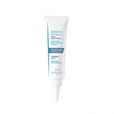 Ducray Keracnyl Glycolic+ Unclogging Cream, 30ml |  Kρέμα Προσώπου για Δέρμα με Τάση Ακμής Σπυράκια & Μαύρα Στίγματα