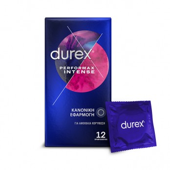 Durex Performax Intense 12τμχ |  Προφυλακτικά με Κουκκίδες, Ραβδώσεις & Επιβραδυντικό Τζελ Κανονική Εφαρμογή