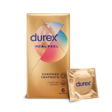 Durex RealFeel, 6 τμχ | Προφυλακτικά Πολύ Λεπτά Χωρίς Λάτεξ Κανονική Εφαρμογή