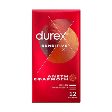 Durex Sensitive XL 12τμχ  | Προφυλακτικά Λεπτά για Καλύτερη Αίσθηση Άνετη Εφαρμογή 