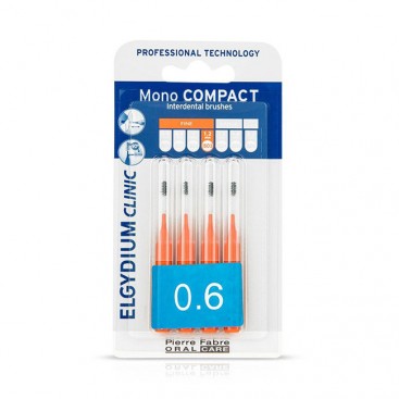 Elgydium Clinic Mono Compact 0,6mm 4 τμχ| Μεσοδόντια Βουρτσάκια Πορτοκαλί 