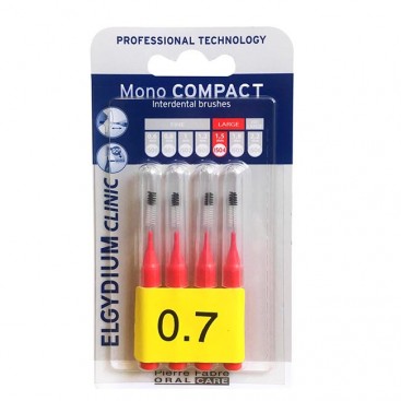 Elgydium Clinic Mono Compact Large 0,7mm, 4 τμχ | Μεσοδόντια Βουρτσάκια Κόκκινα