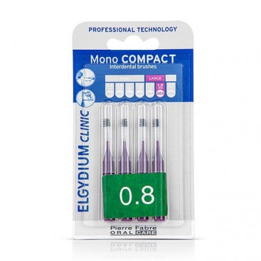 Elgydium Clinic Mono Compact Large 0.8mm 4 τμχ | Μεσοδόντια Βουρτσάκια Μωβ