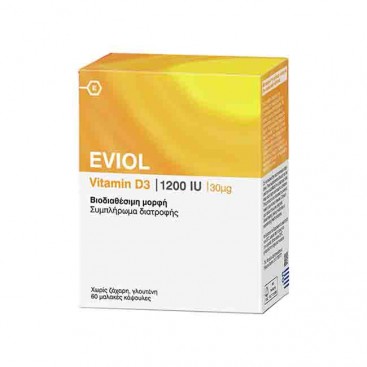 Eviol Vitamin D3 1200IU 60 softcaps | Συμπλήρωμα Διατροφής με Βιταμίνη D3 για Στήριξη Σώματος και Δυνατά Οστά