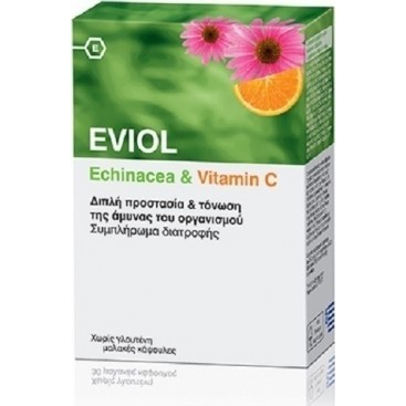 Eviol Echinacea & Vitamin C 60 μαλακές κάψουλες| Συμπλήρωμα διατροφής με Εχινάκεια και Βιταμίνη C