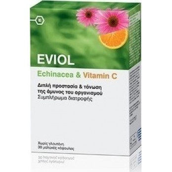 Eviol Echinacea & Vitamin C 30caps - Διπλή προστασία και τόνωση της άμυνας του οργανισμού