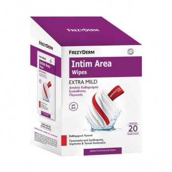 Frezyderm Intim Area Wipes Extra Mild 20φακελάκια | Απαλός Καθαρισμός Ευαίσθητης και Περιπρωκτικής Περιοχής 