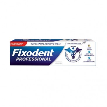 Fixodent Professional 40gr | Στερεωτική Κρέμα με Λεπτό Στόμιο για Tεχνητές Oδοντοστοιχίες, Δυνατό Κράτημα & Αντιβακτηριδιακή Δράση