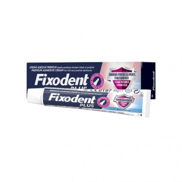 Fixodent Plus Food Barrier 40gr |  Στερεωτική Κρέμα για Ολικές & Μερικές Τεχνητές Οδοντοστοιχίες με Ισχυρή Αντιμικροβιακή Προστασία