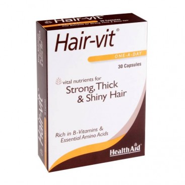 Health Aid Hair-vit, Strong, Thick & Shiny Hair 30caps | Συνδυασμός Βιταμινών για Δύναμη, Όγκο & Λαμπερά Μαλλιά