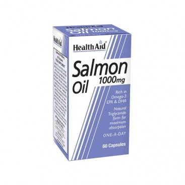 Health Aid Salmon Oil 1000mg 60caps |  Συμπλήρωμα Διατροφής Συμπυκνωμένο Έλαιο Σολομού Omega 3 Λιπαρά Οξέα 