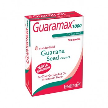 Health Aid Guaramax 1000, 30caps | Συμπλήρωμα Διατροφής Εκχυλίσματος Σπόρων Guarana για Ενέργεια & Τόνωση Κατά της Κόπωση