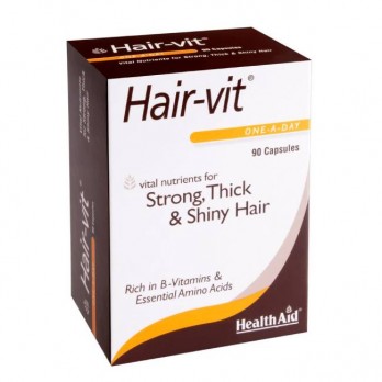 Health Aid Hair-vit, Strong, Thick & Shiny Hair 90caps | Συνδυασμός Βιταμινών για Δύναμη, Όγκο & Λαμπερά Μαλλιά