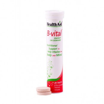 Health Aid B-Vital 20 eff. tabs | Σύμπλεγμα Βιταμινών Β, C & Μετάλλων, με γεύση Βερίκοκο 20 αναβράζοντα δισκία