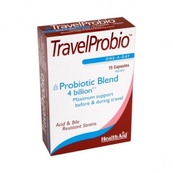 Health Aid Travel Probio, 15caps | Συμπλήρωμα Διατροφής με Προβιοτικά και Πρεβιοτικά 