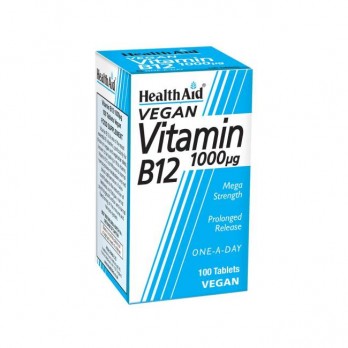 Health Aid Vitamin B12 1000mg,100tabs | Συμπλήρωμα Διατροφής Βραδείας Αποδέσμευσης με Βιταμίνη Β12