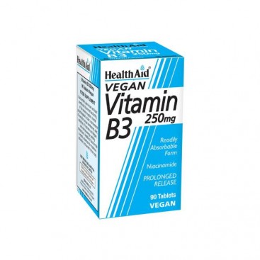 Health Aid Vitamin B3 (Niacin) 250mg 90 tabs | Συμπλήρωμα Διατροφής Βιταμίνη Β3, Νιασίνη