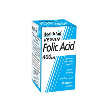 Health Aid Folic Acid 400mg 90tabs | Φολικό Οξύ Ιδανικό για την Περίοδο της Εγκυμοσύνης