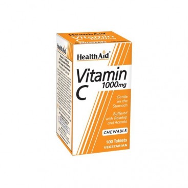 Health Aid Vitamin C 1000mg Chewable 100tabs | Συμπλήρωμα Διατροφής Βιταμίνη C 100 μασώμενες ταμπλέτες