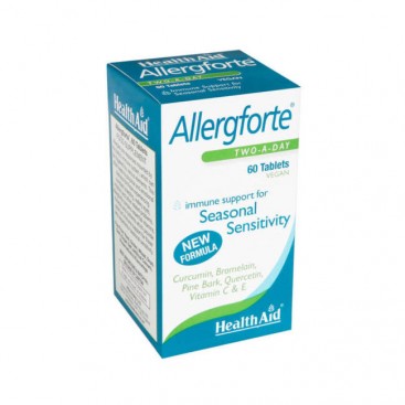 Health Aid Allergforte 60tabs |   Συμπλήρωμα Διατροφής με Βιταμίνες, Βιοφλαβονοειδή & Φυτικά Εκχυλίσματα για τη Φυσιολογική Λειτουργία του Ανοσοποιητικού Συστήματος & τη Φυσική Υποστήριξη σε Εποχιακές Αλλεργίες