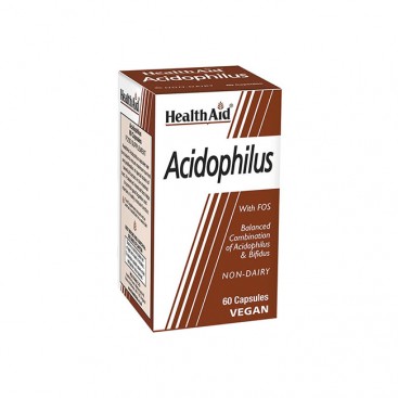 Health Aid Acidophilus 60caps | Συμπλήρωμα Διατροφής Προβιοτικών με Πρεβιοτικά (FOS) για την Υγιή Λειτουργία του Εντέρου