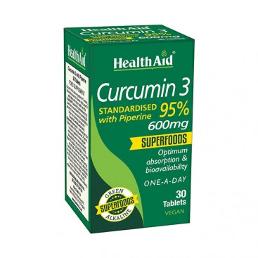 Health Aid Curcumin 3, 30tabs | Κουρκουμίνη με Πιπερίνη 