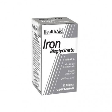 Health Aid Iron Bisglycinate, 30tabs | Συμπλήρωμα Διατροφής Σιδήρου με Βιταμίνη C