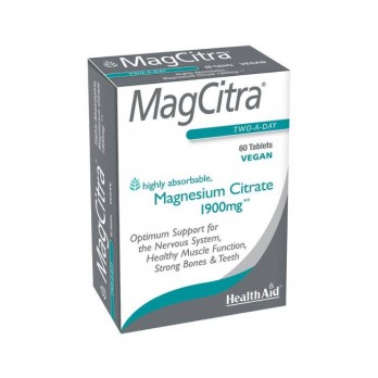 Health Aid MagCitra 1900mg, 60 tabs | Κιτρικό Μαγνήσιο Υψηλής Απορρόφησης, 