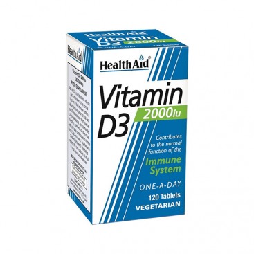 Health Aid Vitamin D3 2000iu 120tabs | Συμπλήρωμα Διατροφής με Βιταμίνη D3