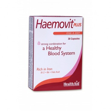 Health Aid Haemovit Plus 30 caps | Συμπλήρωμα Διατροφής Σίδηρος, Βιταμίνη Β12, Β6 & Φολικό οξύ