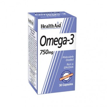 Health Aid Omega 3 750mg 30caps | Συμπλήρωμα Διατροφής με Ω3 Λιπαρά Οξέα 