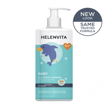 Helenvita Baby All Over Cleanser Perfume Talc 1L |Βρεφικό Καθαριστικό Υγρό για Σώμα & Μαλλιά με Άρωμα Τalc