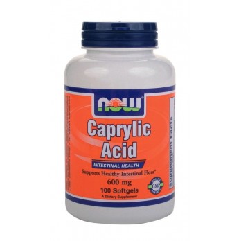 Now Foods Caprylic Acid 600mg 100Softgels | Συμπλήρωμα Διατροφής για το Πεπτικό Σύστημα