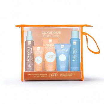 Intermed Luxurious Sun Care High Protection Pack Αντηλιακή Κρέμα Προσώπου SPF50, 75ml & Αντηλιακή Κρέμα Σώματος SPF30, 200ml & Λάδι Μαυρίσματος, 200ml & After Sun Δροσιστικό Gel, 150ml & Αντιοξειδωτικό Σπρέι Σώματος, 200ml