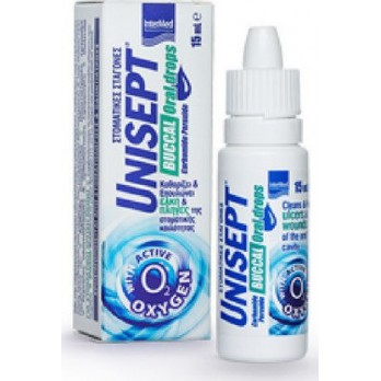 Intermed Unisept Buccal Oral Drops 15ml | Σταγόνες Στόματος για Καθαρισμό, Επούλωση & Ανακούφιση Ελκών και Πληγών