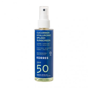 Korres Sunscreen Cucumber Hyaluronic Splash SPF50 150ml | Διφασικό Αντηλιακό με Αγγούρι & Υαλουρονικό για Πρόσωπο & Σώμα