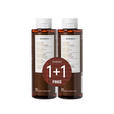 Korres Shampoo Argan Oil Post-Colour 2x250ml | Σαμπουάν για Μετά την Βαφή 1+1 Δώρο