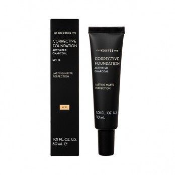 Korres Corrective Foundation Activated Charcoal Spf 15 ACF2 ,30ml | Διορθωτικό Make-Up Υψηλής Κάλυψης με Ενεργό Άνθρακα