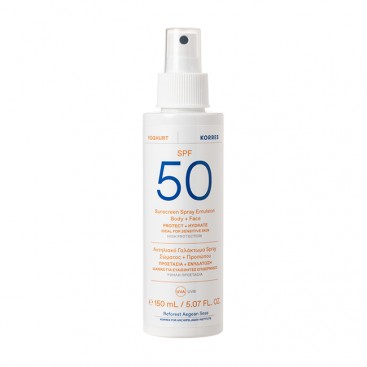 Korres Sunscreen Yoghurt Spray Emulsion Body & Face SPF50 150ml |  Αντηλιακό Γαλάκτωμα Spray Γιαούρτι Σώματος & Προσώπου