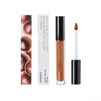 Korres Morello Matte Lasting Lip Fluid 48 Velvet Caramel , 3.4ml | Υγρό Κραγιόν με Ματ Αποτέλεσμα, Μεγάλης Διάρκειας