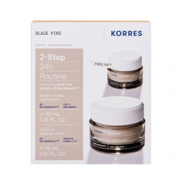 Korres Black Pine 4D Bounce Firming Moisturizer Light Texture, Μαύρη Πεύκη Κρέμα Ημέρας για Κανονικές-Μικτές Επιδερμίδες 40ml & Δώρο Κρέμα Νύχτας 15ml 