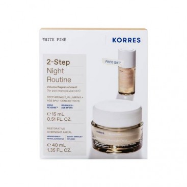 Korres White Pine Restorative Overnight Facial Λευκή Πεύκη Κρέμα Νύχτας για Αναπλήρωση Όγκου 40ml & Δώρο Deep Wrinkle, Plumping + Age Spot Concentrate Ορός Προσώπου 15ml