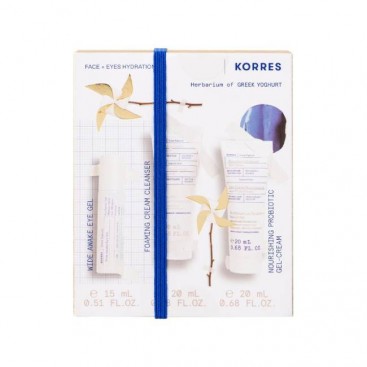 Korres Greek Yoghurt Wide Awake Eye Gel Ελληνικό Γιαούρτι Ενυδατικό Gel Ματιών 15ml & Δώρο Foaming Cleanser Αφρώδης Κρέμα Καθαρισμού 20ml & Greek Yoghurt Κρέμα-Gel Προσώπου 20ml