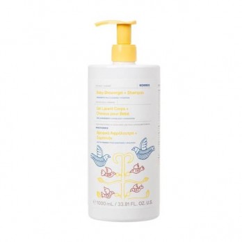 Korres Baby Showergel & Shampoo  Coconut & Almond Baby Showergel & Shampoo 1000mL | Kαρύδα και Αμύγδαλο Βρεφικό Αφρόλουτρο - Σαμπουάν