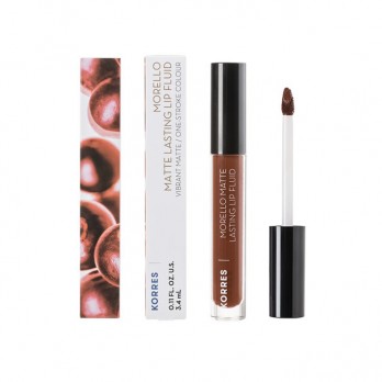 Korres Morello Matte Lasting Lip Fluid 60 Chestnut , 3.4ml | Υγρό Κραγιόν με Ματ Αποτέλεσμα, Μεγάλης Διάρκειας