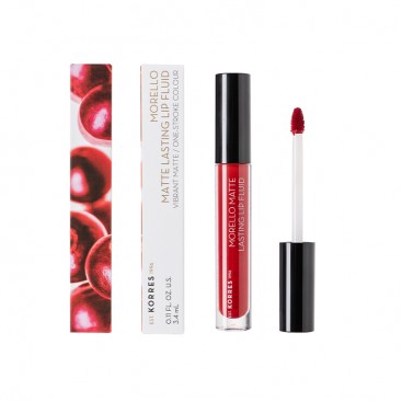 Korres Morello Matte Lasting Lip Fluid 59 Brick Red 3,4ml | Υγρό Κραγιόν Μεγάλης Διάρκειας για Ματ Αποτέλεσμα 