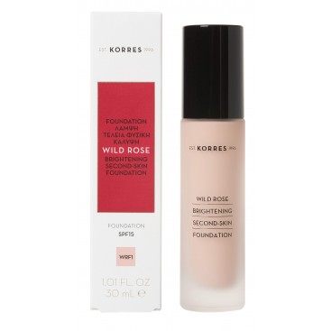 Korres Wild Rose Brightening Second-Skin Foundation SPF15 WRF1 30ml | Υγρό Make-up Λάμψης