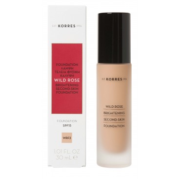 Korres Wild Rose Brightening Second-Skin Foundation SPF15 WRF3 30ml | Υγρό Make-up Λάμψης